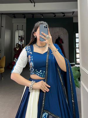 Royal Elegance Pure Rayon Mirror Work Lehenga Set