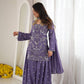 Sky Blue Beaded Sharara Set