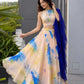 Watercolor Print Organza Lehenga Set