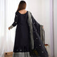 Designer Chinnon Silk Sharara Suit with Embroidery and Dupatta