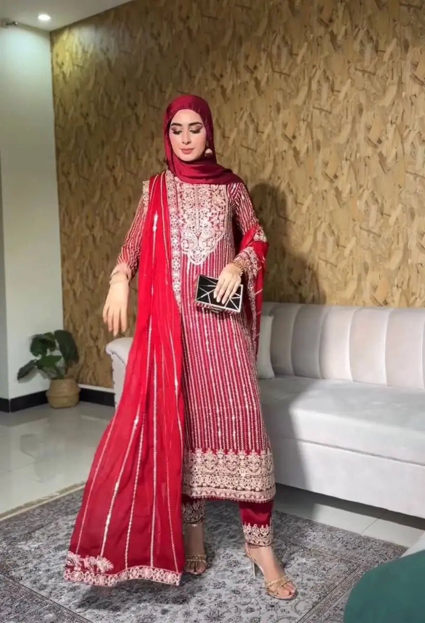Embroidered Georgette Suit with Dupatta