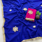 Soft Georgette Saree with Gota Flower Work, Sabhyasachi Lace Border & Contrast Blouse