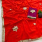 Soft Georgette Saree with Gota Flower Work, Sabhyasachi Lace Border & Contrast Blouse