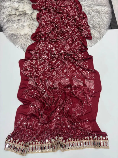 Bandhani Mirror Work Saree