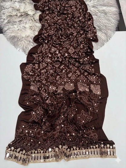 Bandhani Mirror Work Saree