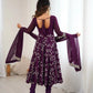 Embroidered Faux Georgette Anarkali Gown Set with Dupatta