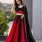 Red Cotton Kali Lehenga with Mirror Work