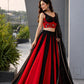 Red Cotton Kali Lehenga with Mirror Work