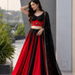 Red Cotton Kali Lehenga with Mirror Work