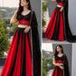 Red Cotton Kali Lehenga with Mirror Work