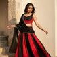 Red Cotton Kali Lehenga with Mirror Work