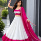 Ivory Pink Cotton Lehenga with Mirror Lace