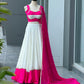 Ivory Pink Cotton Lehenga with Mirror Lace