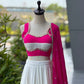 Ivory Pink Cotton Lehenga with Mirror Lace