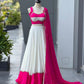 Ivory Pink Cotton Lehenga with Mirror Lace