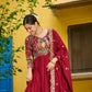 Embroidered Vichitra Gown with Dupatta