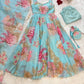 Organza Silk Printed Anarkali Suit with Dupatta and Bag