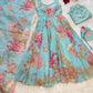Organza Silk Printed Anarkali Suit with Dupatta and Bag