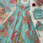 Organza Silk Printed Anarkali Suit with Dupatta and Bag