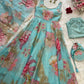 Organza Silk Printed Anarkali Suit with Dupatta and Bag