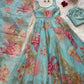 Organza Silk Printed Anarkali Suit with Dupatta and Bag