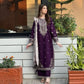 Royal Plum Faux Georgette Embroidered Suit Set for Festive & Wedding Wear