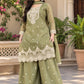 Sage Scalloped Peplum Sharara Set