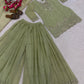Sage Scalloped Peplum Sharara Set