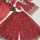 Sage Scalloped Peplum Sharara Set