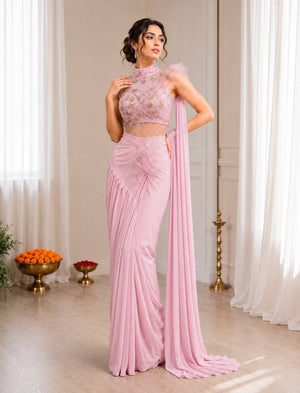 Sequin Embroidered Ready Drape Saree