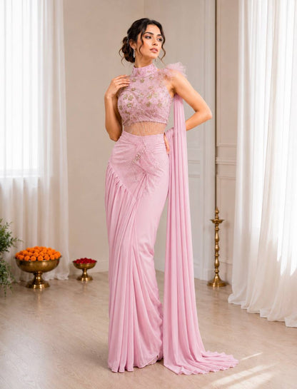 Sequin Embroidered Ready Drape Saree