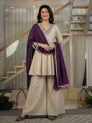 Beige Pearl Sharara Set
