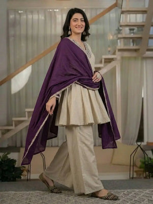 Beige Pearl Sharara Set