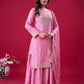 Designer Chinon Silk Embroidered Sharara Set
