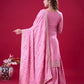 Designer Chinon Silk Embroidered Sharara Set