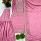 Designer Chinon Silk Embroidered Sharara Set