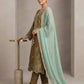 Olive Floral Embroidered Suit