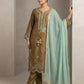 Olive Floral Embroidered Suit