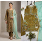 Olive Floral Embroidered Suit
