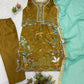 Olive Floral Embroidered Suit