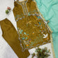 Olive Floral Embroidered Suit