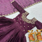 Embroidered Vichitra Silk Festival Gown Set