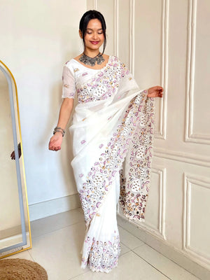 Elegant Crush Saree with Indian style Embroidery for Festive and Party Wear