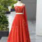 Rust Orange Hand Painted Georgette Lehenga