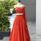 Rust Orange Hand Painted Georgette Lehenga
