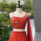 Rust Orange Hand Painted Georgette Lehenga