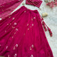 Rust Orange Hand Painted Georgette Lehenga