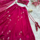 Rust Orange Hand Painted Georgette Lehenga
