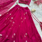 Rust Orange Hand Painted Georgette Lehenga