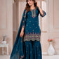 Teal Scalloped Sharara Suit